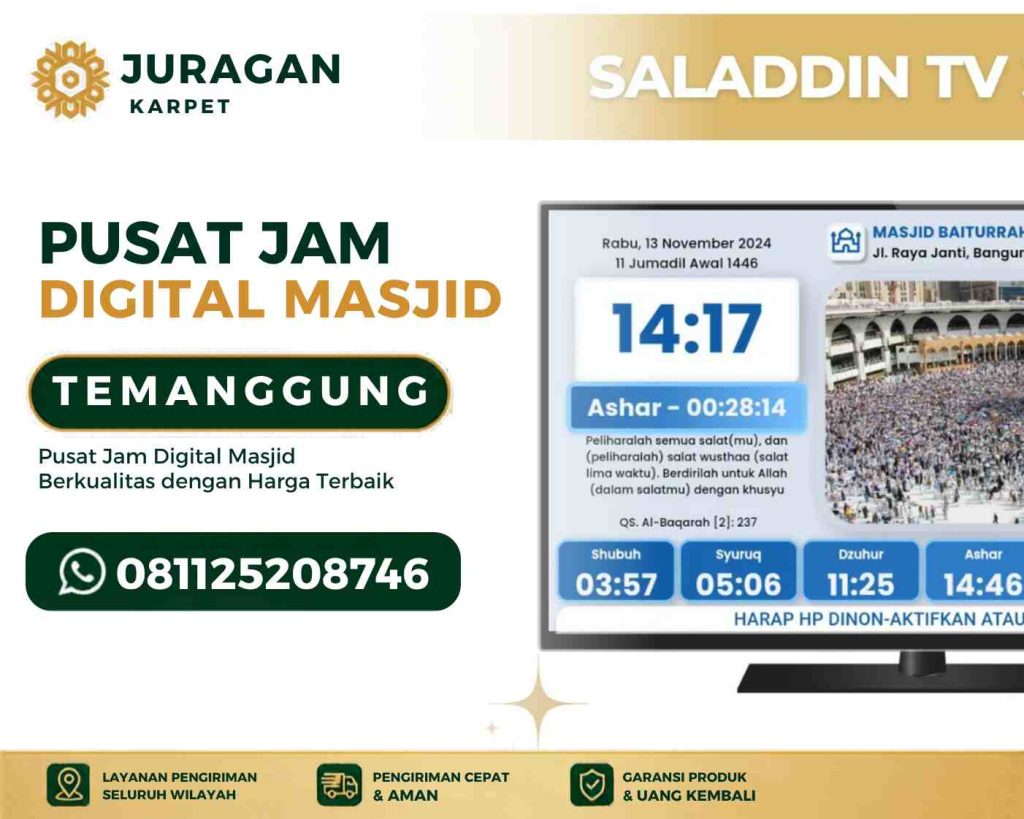 Toko Jam Digital Masjid Temanggung dengan TV LED Modern dan Bergaransi